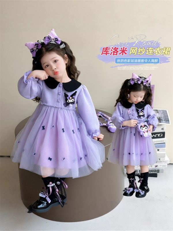 女童秋装连衣裙2025新款儿童公主裙卡通库洛米洛丽塔女宝宝网纱裙|undefined