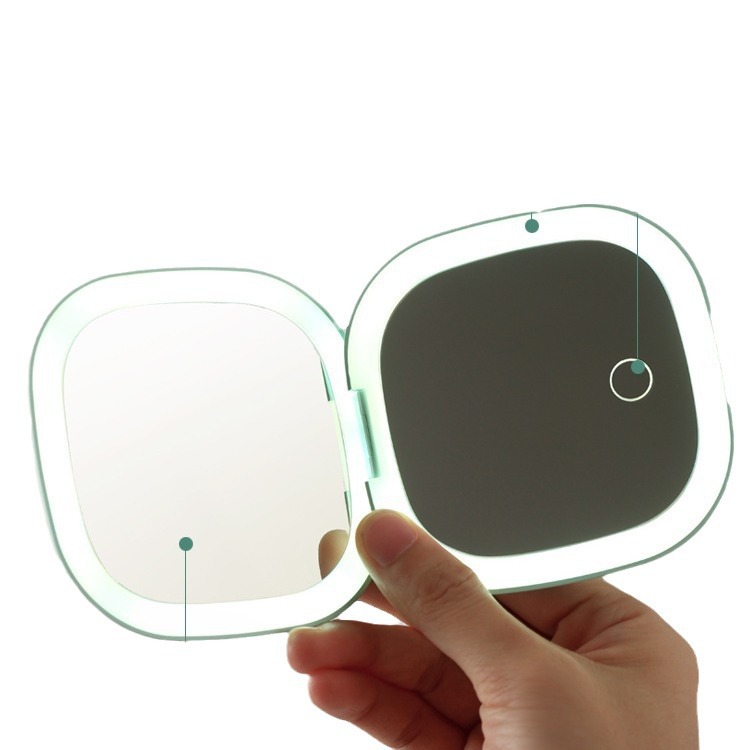 Nuevo espejo de maquillaje plegable LED portátil, espejo de maquillaje LED de doble cara, espejo de maquillaje inteligente, espejo de maquillaje de mejora de la luz