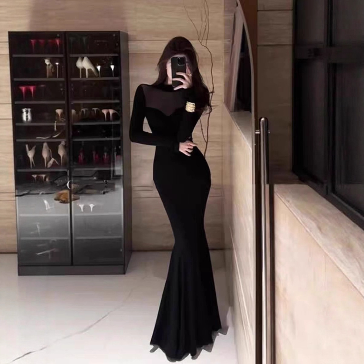 Birthday Party Skirt Autumn and Winter French Fashion Elegant High-End Hip Skirt Small Dress Black Dress