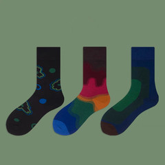 Gradient Circle Socks with Korean Design, Niche Pure Cotton Socks, Personalized Influencer Style, Instagram Compatible, Unisex Mid-Calf Socks