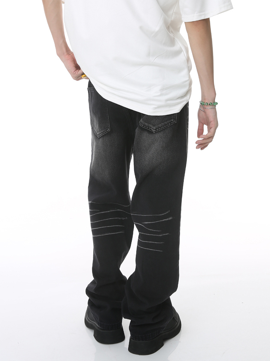 MTLROPA ropa de los hombres | 2023 verano nueva suelta recta retro cero lavado pantalones mezclilla blanca