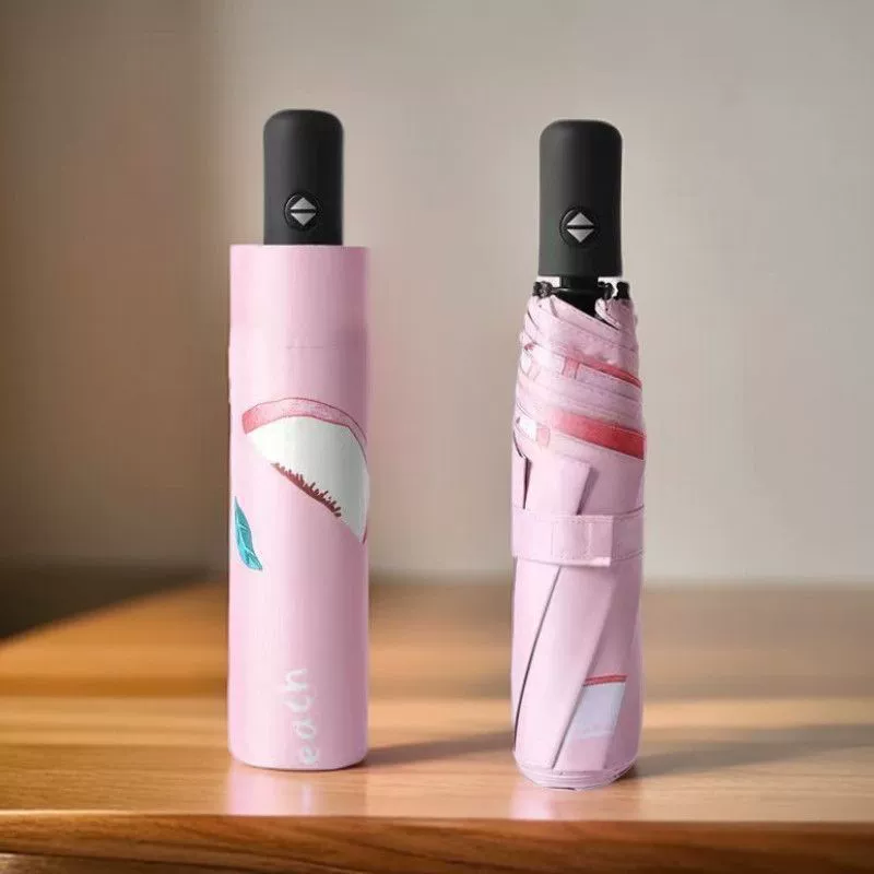 Складной зонт от солнца как от дождя, так и от солнца, зонтик в форме фруктового сердечка, девчачьи сердечки, защита от солнца и защита от ультрафиолета для мужчин и женщин.