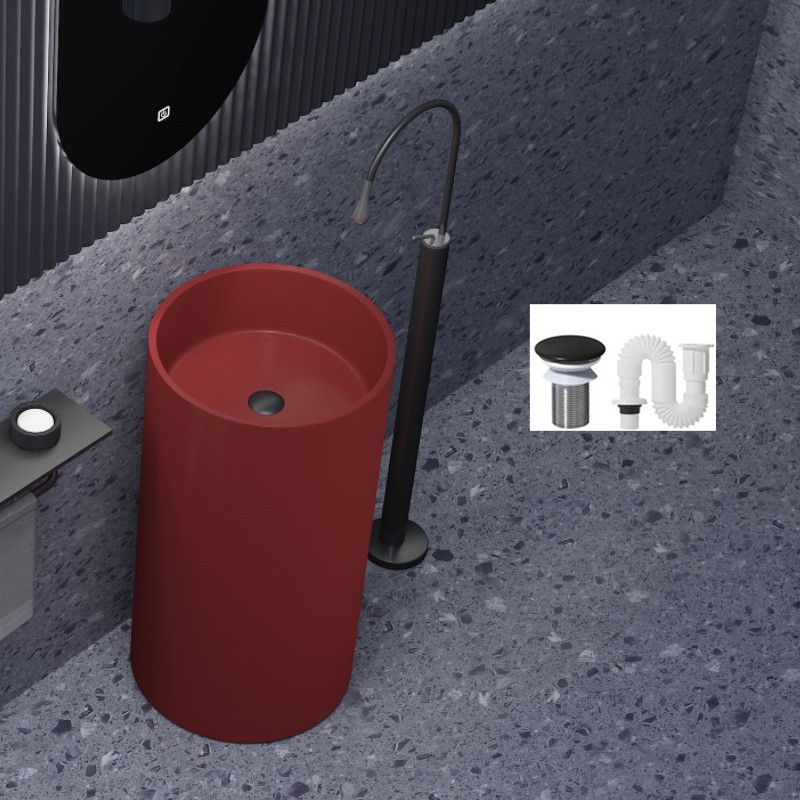 No hole big round 46+46+86 burgundy single basin sink