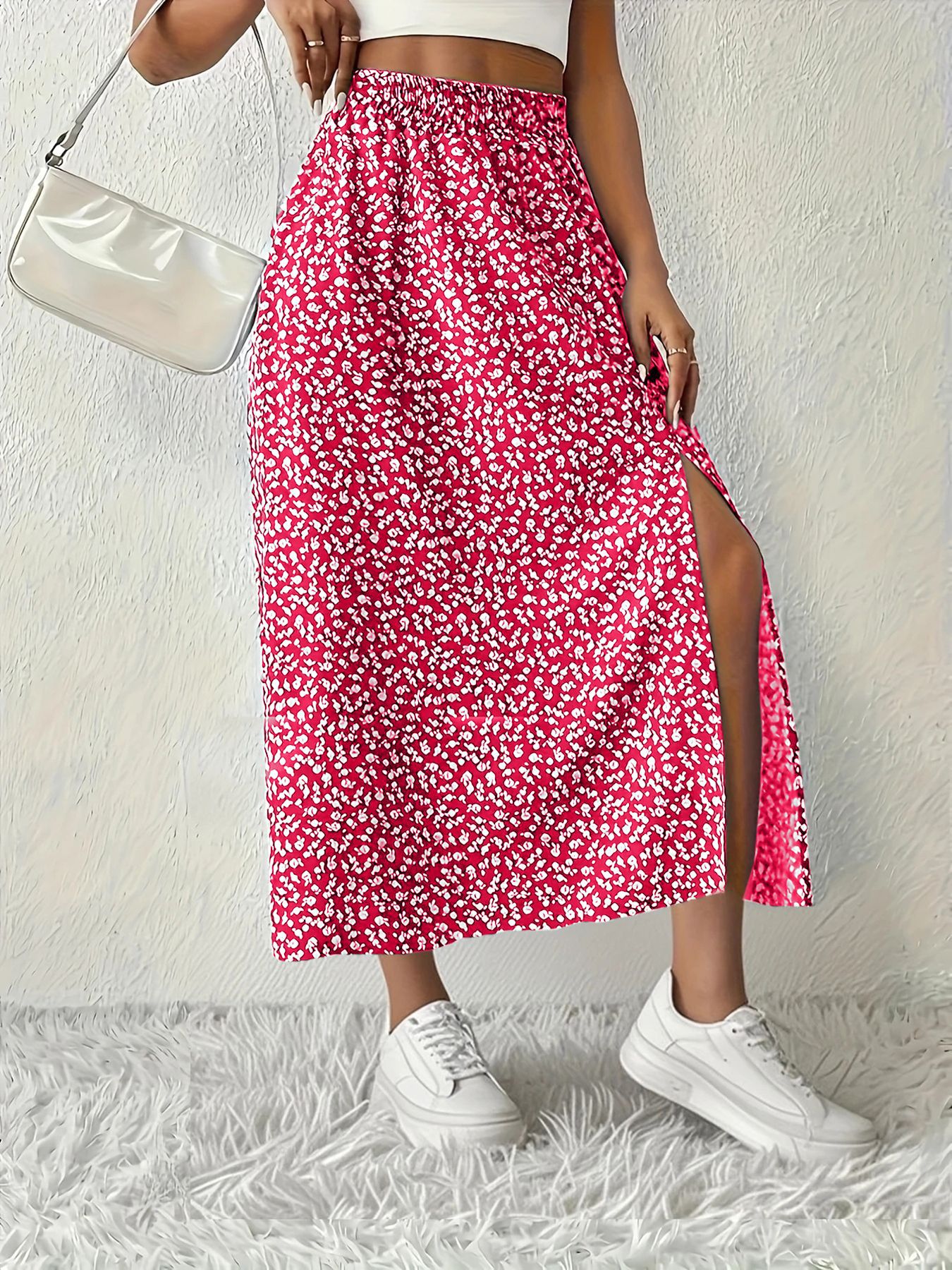 Vintage For Spring Summer, European And American TK Women's New Style, Waist-Cinching Printed Long Skirt With_ecoleips.com