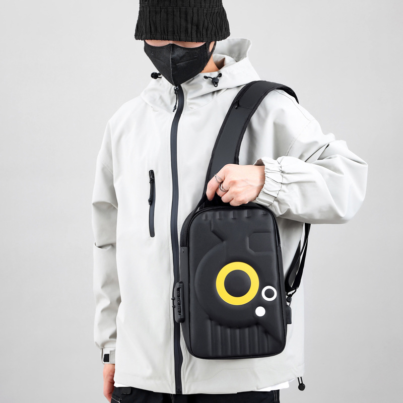 Cross-Border Men's Chest Bag Large Capacity Password Lock Super Cool Men's Bag USB Interface Multi-Functional Men's Mobile Phone Crossbody Bag