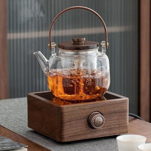 Walnut glass steaming teapot lifting beam kettle steaming dual-purpose teapot Japanese-style open fire electric ceramic stove heating bubble
