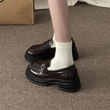绝美厚底乐福鞋英伦风2025秋季新款玛丽珍一脚蹬小皮鞋jk制服单鞋