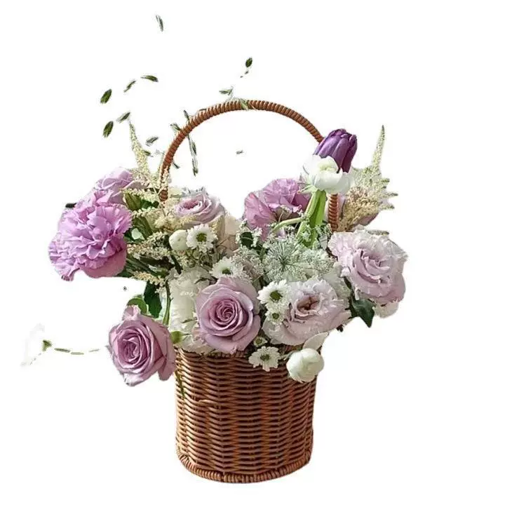 Woven basket flower-shaped, handheld flowerpot