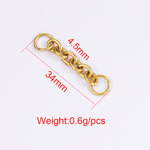 Cross-border new stainless steel key ring connector jewelry accessories DIY cross chain double-ended hanging ring 34mm tail chain