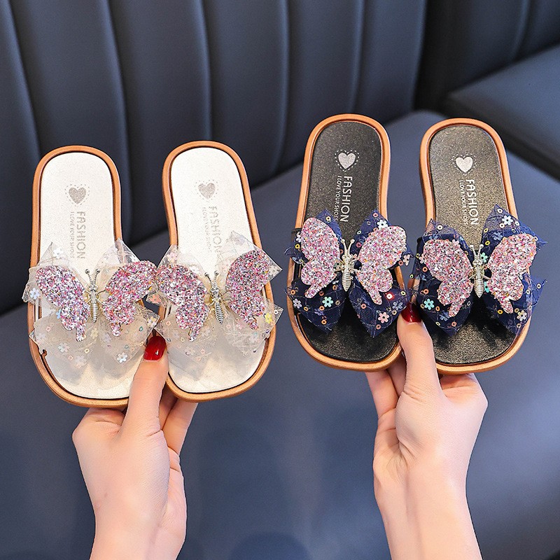 Girls' Slippers Outer Wear Summer New Fashion All-match Smart Butterfly Soft Bottom Princess Slippers Girls' Fairy Slippers