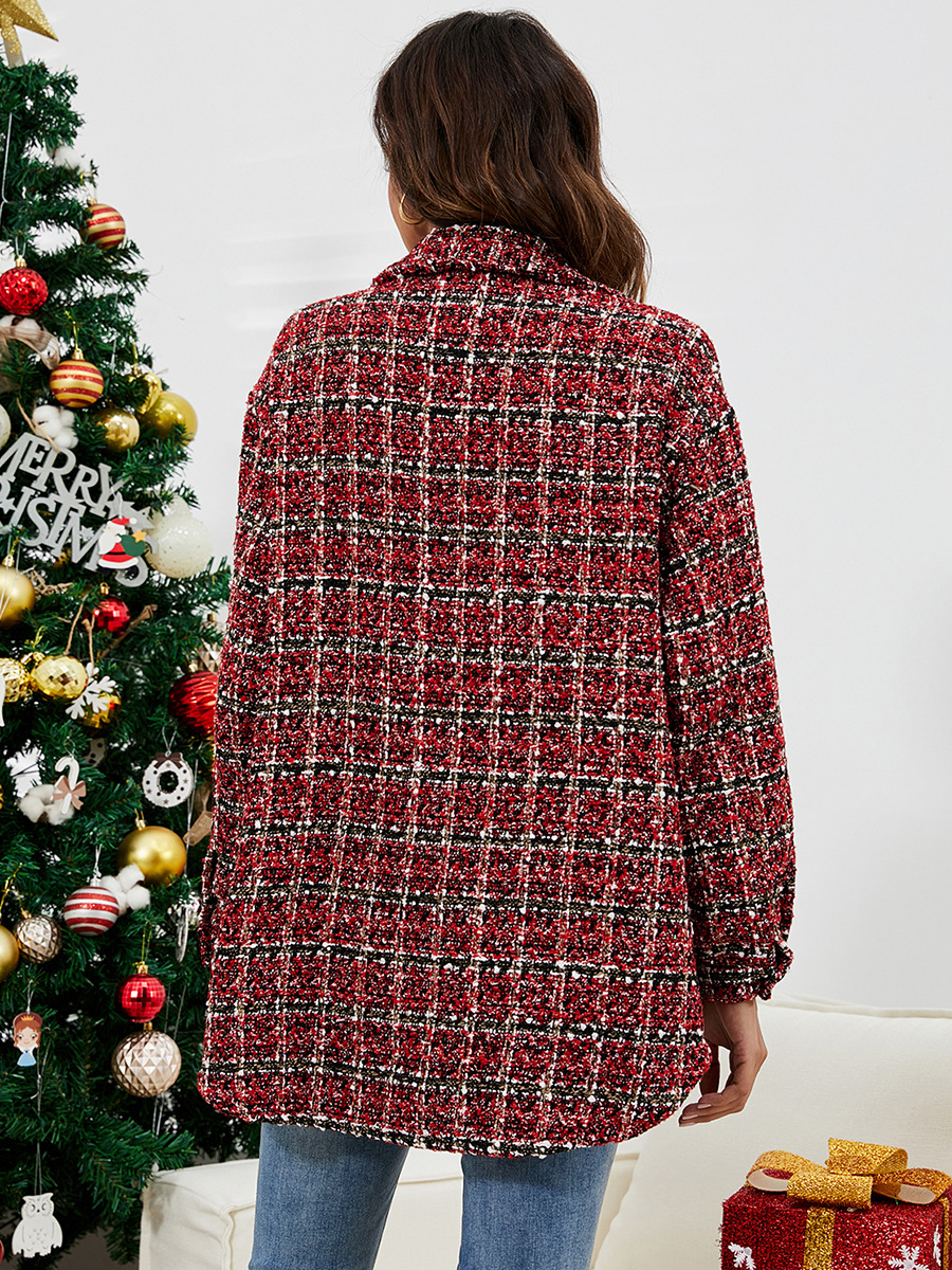 autumn Christmas woolen plaid jacket nihaostyles wholesale Christmas costumes NSGYH95357