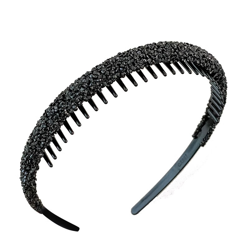 Diadema de diamantes de imitación para mujer 2025 estilo de verano con dientes antideslizantes horquilla de presión de lavado tocado lavado facial frente fija diadema rota