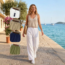 Women's Linen Drawstring Wide Leg Pants