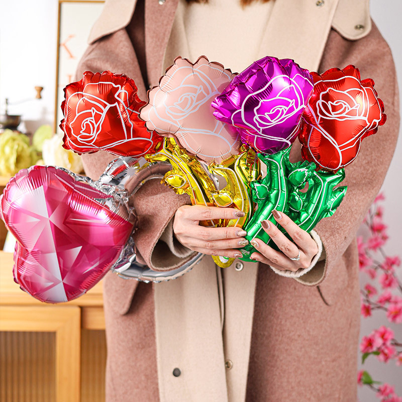 Custom Mother's Day Valentine's Day Mini Large Rose Aluminum Foil Balloon Wedding Celebration Festival Decoration Wholesale