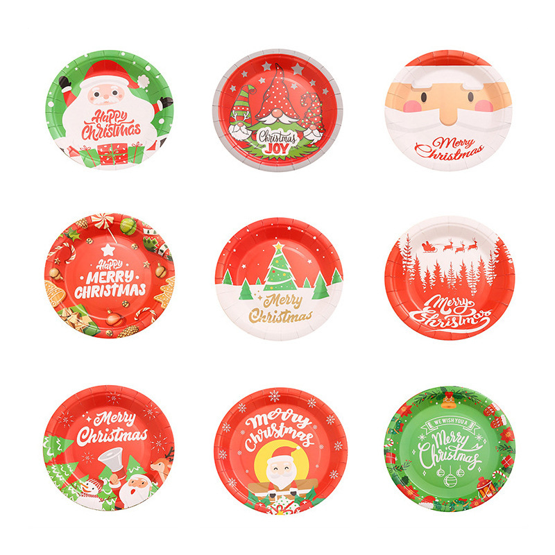 Cross-Border Christmas Party Decorations Disposable Dinner Plates Cartoon Santa Claus Plate Set Party Tableware Wholesale Cross-Border Christmas Party Decorations Disposable Dinner Plates Cartoon Santa Claus Plate Set Party Tableware Wholesale