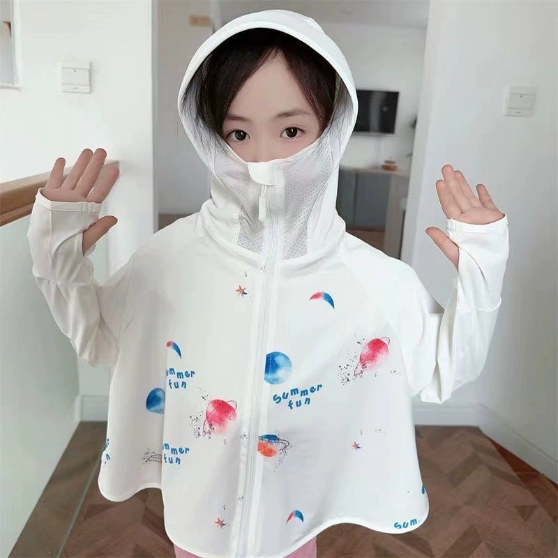 Детская солнцезащитная одежда с принтом и защитой от ультрафиолета для мальчиков и девочек, уличная солнцезащитная одежда, солнцезащитный плащ