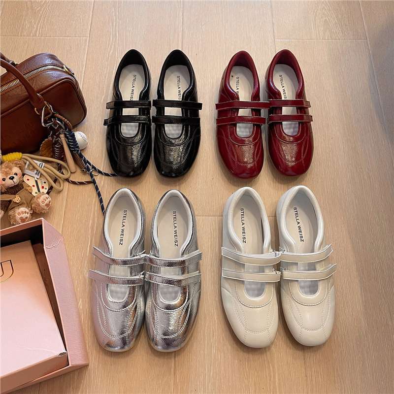 Chuanqi Women's Shoes~Korean Women's Ballet Super Soft Velcro French Mary Jane Shoes Casual Sports Functional German Training Shoes