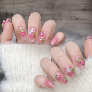 T 39721 Handmade Strawberry Sweet Nail Art ��ݮ���� ���l