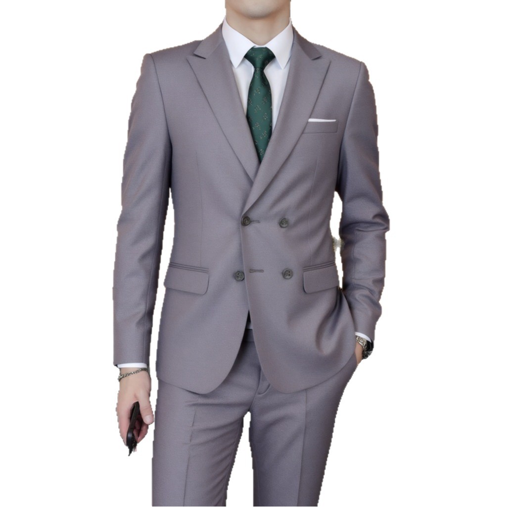 Completo da uomo di alta qualità, stile britannico, elegante, con giacca e pantaloni, stile celebrità di Internet._voghion.com