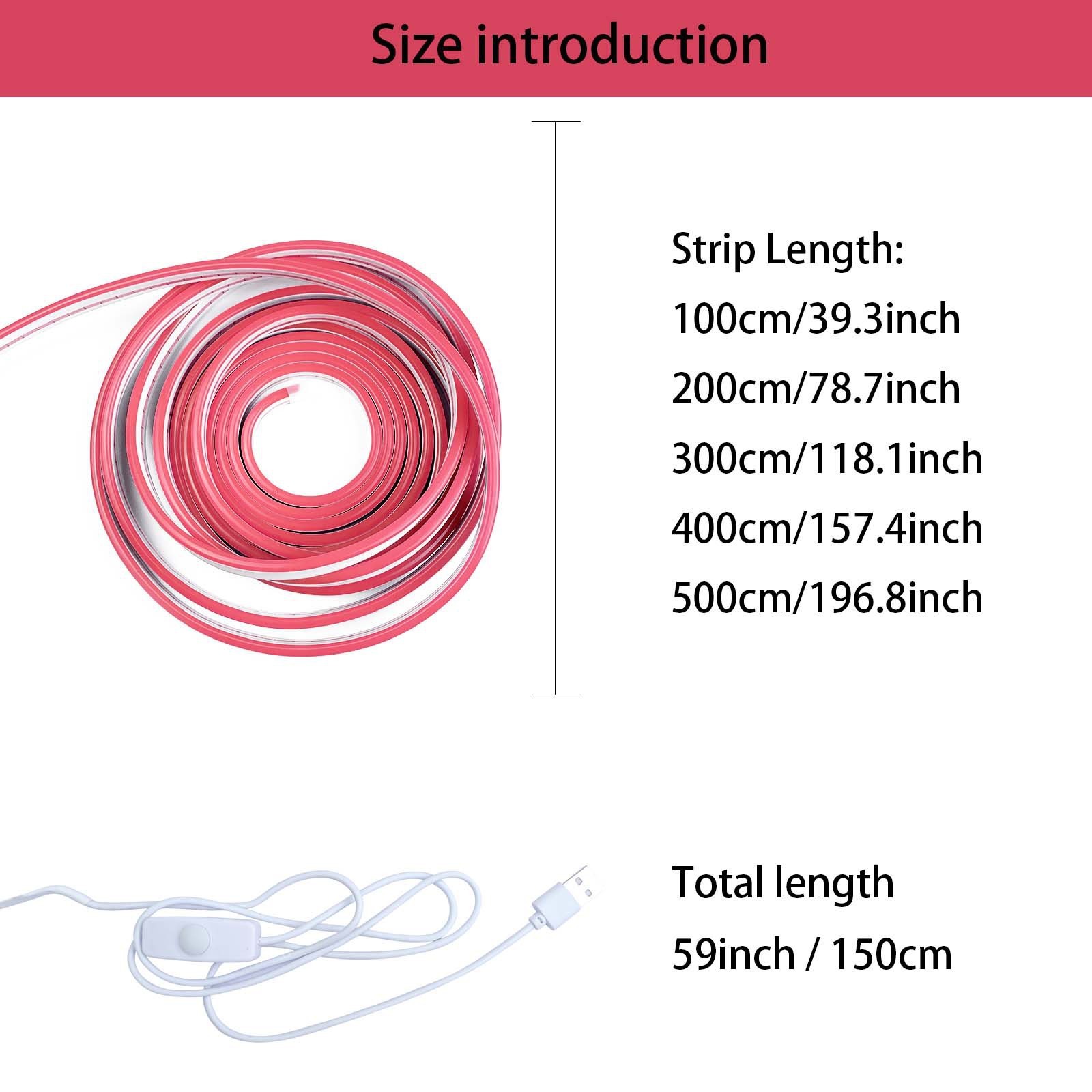 Luz de neón USB 5V con interruptor botón de atenuación LED de baja tensión flexible impermeable luz blanca cálida banda de luz blanca