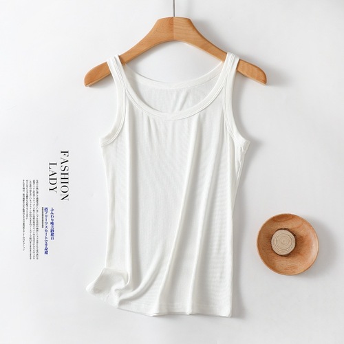 Summer Cotton Woven Wide Collar Anti-peeking Underwear Women's Top Round Neck Versatile Vest Slimming Body Shaper 