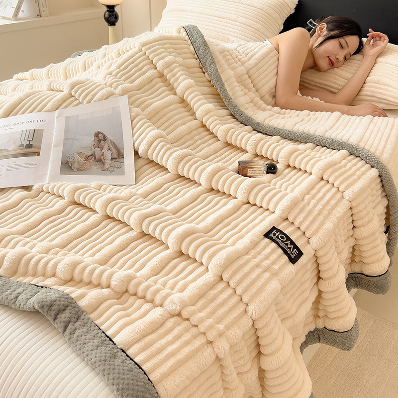 Otoño y invierno lana de conejo leche mantas de peluche invierno grueso mantas de peluche de coral siesta de oficina sofá mantas para la cama