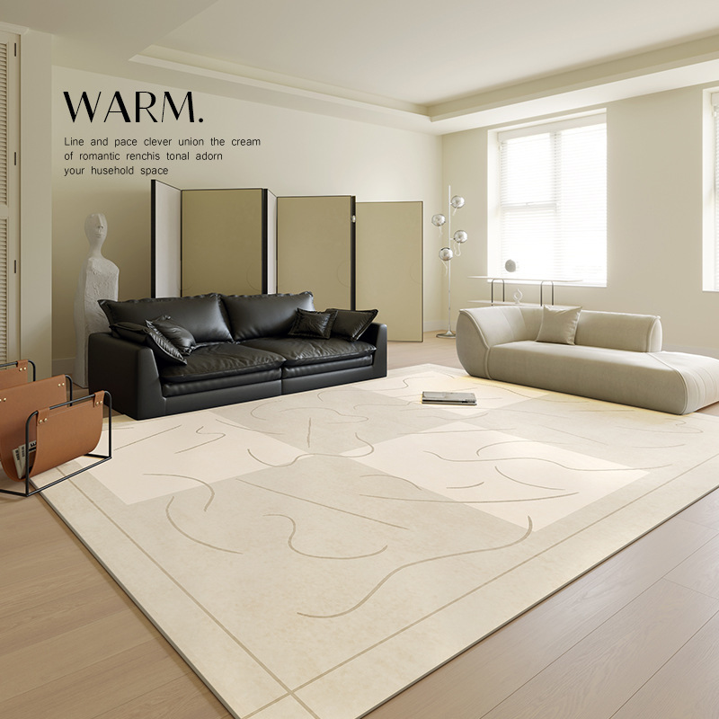 Cream Style Carpet Living Room Floor Mat Bedroom Room Bedside Blanket Sofa Coffee Table Mat Large Area Fully Covered Rental House