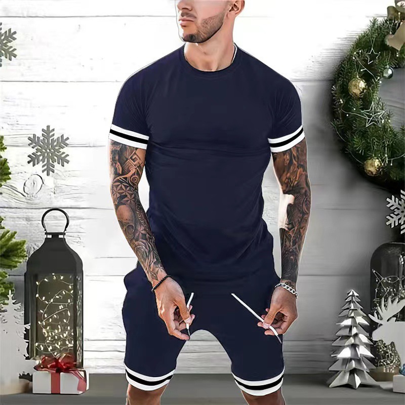 Zweiteiliges Herren-Set aus Kurzarmshirt und Shorts, sportlich-lässig, für Jugendliche_voghion.com