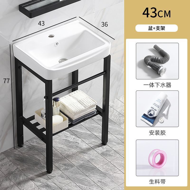 防锈卫生间易清洁小户型简装公寓落地式工程酒店洗手盆陶瓷一体盆|undefined