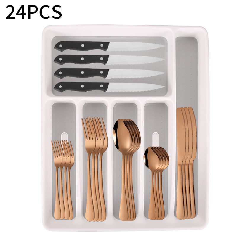 Juego de cubiertos de acero inoxidable 48/49 piezas Amazon cuchillo tenedor cuchara con caja de almacenamiento color dorado