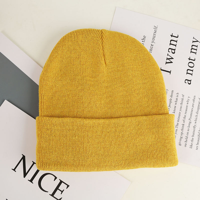 New rolled edge cold cap acrylic knitted cap beanie cap light plate solid color multi-color wool hat manufacturers wholesale knitted caps