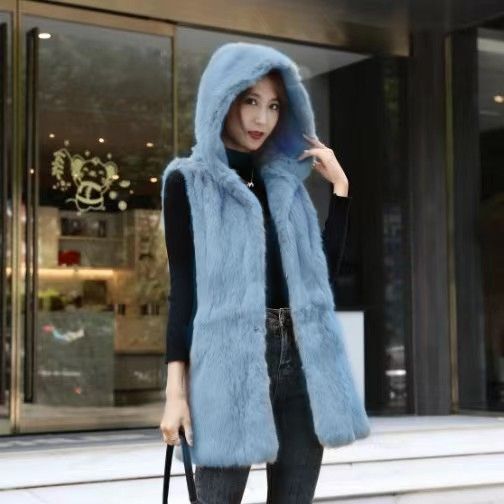Imitation Rabbit Fur Whole Skin Vest, New Autumn and Winter Style, Women's Mid-Length Coat, Warm Fur Integrated Jacket Imitation Rabbit Fur Whole Skin Vest, New Autumn and Winter Style, Women's Mid-Length Coat, Warm Fur Integrated Jacket