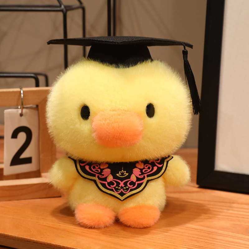 Cute Dr. Pato muñecas juguetes de peluche muñecas de tela muñecas estudiantes regalos de graduación con logotipo