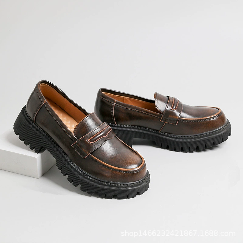 Новые кожаные туфли 2021 года, натуральная кожа, в ретро-японском стиле, в стиле колледж, лоферы на толстой подошве для школьной формы, увеличивающие рост.