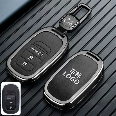 Car key bag | for Accord, Civic, Breeze - honda-c-model-3-button-start-hold-leather-texture-black-trapezoidal-buckle