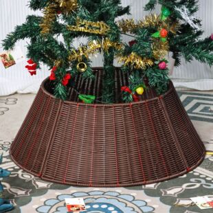 Amazon Christmas Tree Skirt Straw Tree Fence Hand-Woven Imitation Rattan Christmas Decoration Tree Fence Three-Dimensional