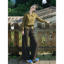 淑女风针织衫阔腿裤套装女2025新款春秋季高级感显瘦气质两件套