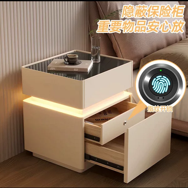 Italian-Style Minimalist Smart Bedside Table with a Light Luxury and High-End Feel, 2026 New Model, Simple Modern Home Bedroom Bedside Cabinet