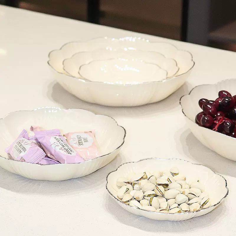 高颜值果盘轻奢风网红大容量水果盘家用客厅茶几糖果零食盘果盘