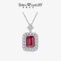 Шипе ювелирные изделия в Европе и Америке горячие продажи роскошь 10ct красный цвет серебряный кулон инкрустация 10*14 высокая бриллиантовое ожерелье 40 5 см