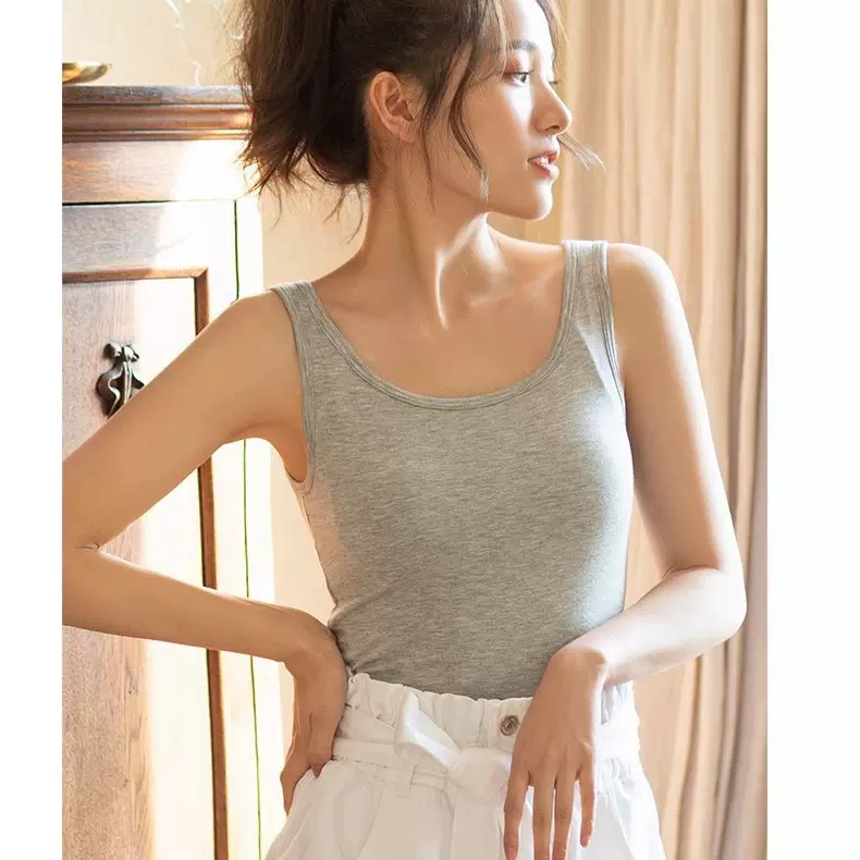 莫代尔带胸垫背心女一体式外穿内搭瑜伽运动打底衫女士内衣