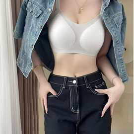 188#高档无痕乳胶全固定杯文胸提拉防滑女士排扣内衣包邮批发