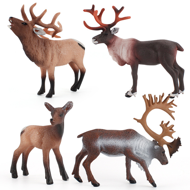 Transfronteriza de exportación infantil simulación educativa modelo animal de bosque estático Reno alce Navidad adornos cognitivos Juguetes
