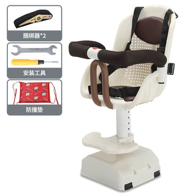 New Shock-Absorbing Fully Enclosed Seat Baby Safety Seat Electric Vehicle Child Seat Adjustable Height Child Seat Y90 (Electric car child seat) - 606-milk-coffee-color-round-tube-lifting-style