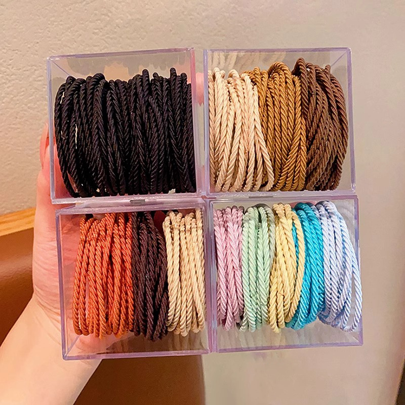 Alta elasticidad y durabilidad banda de goma simple cuerda de cabello de mujer corda de cabello de verano temperamento de cola de caballo color no daña anillo de cabello