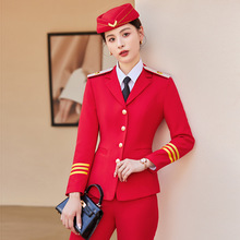 工作服时尚职业套装女秋空姐制服女航空铁路打鼓服表演演出美容师