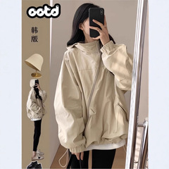 Xiaoxiangfeng フード付きアウトドアジャケット女性のための春と秋 2025 新しいカジュアルルーズ防風日焼け止めジャケットトップ