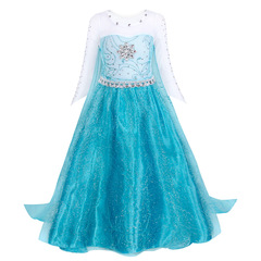 2024 Christmas Children's Clothing Frozen Princess Elsa Dress for Girls Long-Sleeve Dress