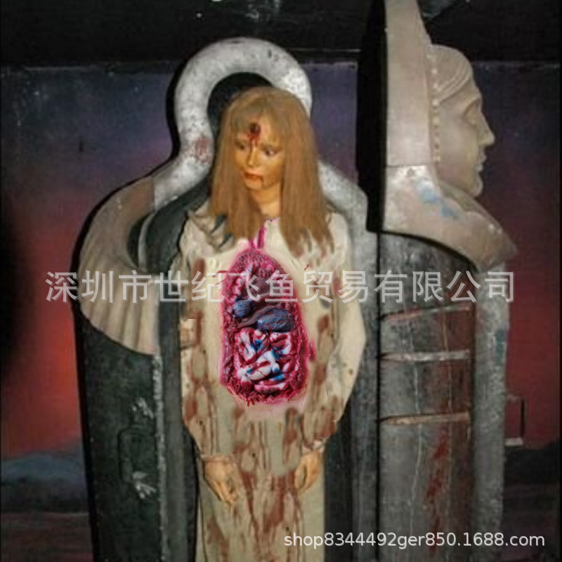 Horror Cuerpo Humano colgando apoyos Halloween parodia partido casa embrujado órgano colgante cámara de escape del vientre látex