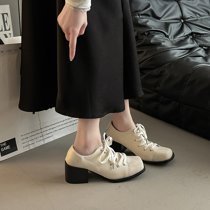 系带休闲玛丽珍法式复古森系气质粗跟单鞋2025秋冬季新款外穿鞋子